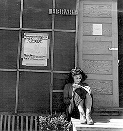 Reader at Tanforan Library